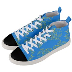 Floral Folk Damask Pattern Fantasy Flowers Floral Geometric Fantasy Men s Mid-top Canvas Sneakers by Eskimos