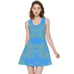 Floral Folk Damask Pattern Fantasy Flowers Floral Geometric Fantasy Inside Out Reversible Sleeveless Dress by Eskimos