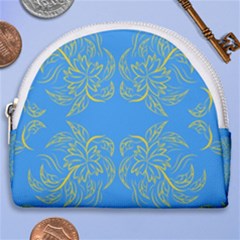 Floral Folk Damask Pattern Fantasy Flowers Floral Geometric Fantasy Horseshoe Style Canvas Pouch