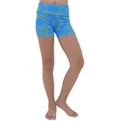 Floral Folk Damask Pattern Fantasy Flowers Floral Geometric Fantasy Kids  Lightweight Velour Yoga Shorts by Eskimos