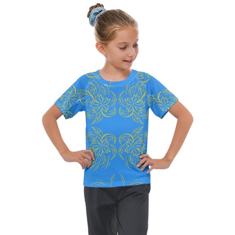 Floral Folk Damask Pattern Fantasy Flowers Floral Geometric Fantasy Kids  Mesh Piece Tee by Eskimos