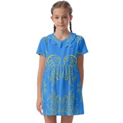 Floral Folk Damask Pattern Fantasy Flowers Floral Geometric Fantasy Kids  Asymmetric Collar Dress