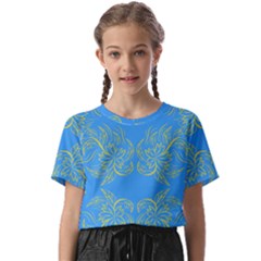 Floral Folk Damask Pattern Fantasy Flowers Floral Geometric Fantasy Kids  Basic Tee by Eskimos