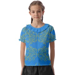 Floral Folk Damask Pattern Fantasy Flowers Floral Geometric Fantasy Kids  Frill Chiffon Blouse by Eskimos