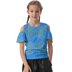 Floral Folk Damask Pattern Fantasy Flowers Floral Geometric Fantasy Kids  Butterfly Cutout Tee by Eskimos