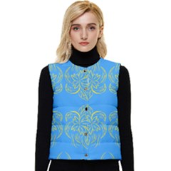 Floral Folk Damask Pattern Fantasy Flowers Floral Geometric Fantasy Women s Short Button Up Puffer Vest by Eskimos