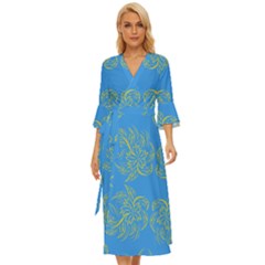 Floral Folk Damask Pattern Fantasy Flowers Floral Geometric Fantasy Midsummer Wrap Dress by Eskimos