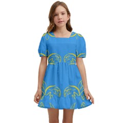 Floral Folk Damask Pattern Fantasy Flowers Floral Geometric Fantasy Kids  Short Sleeve Dolly Dress