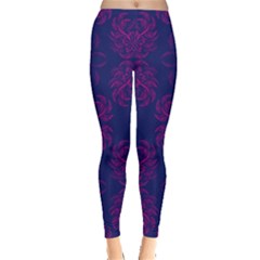 Floral Folk Damask Pattern Fantasy Flowers  Leggings  by Eskimos