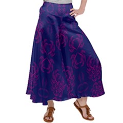 Floral Folk Damask Pattern Fantasy Flowers  Satin Palazzo Pants by Eskimos