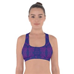 Floral Folk Damask Pattern Fantasy Flowers  Cross Back Sports Bra by Eskimos