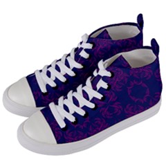 Floral Folk Damask Pattern Fantasy Flowers  Women s Mid-top Canvas Sneakers by Eskimos