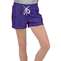 Floral Folk Damask Pattern Fantasy Flowers  Velour Lounge Shorts