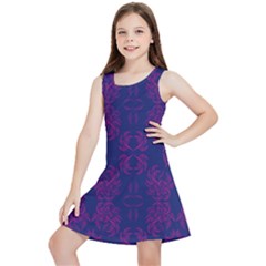 Floral Folk Damask Pattern Fantasy Flowers  Kids  Lightweight Sleeveless Dress by Eskimos