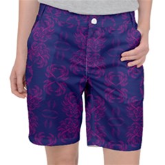 Floral Folk Damask Pattern Fantasy Flowers  Pocket Shorts by Eskimos