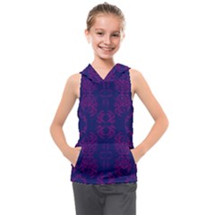 Floral Folk Damask Pattern Fantasy Flowers  Kids  Sleeveless Hoodie by Eskimos