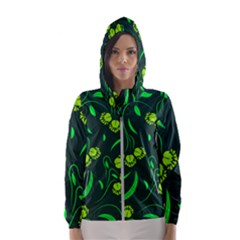 Folk Flowers Print Floral Pattern Ethnic Art Women s Hooded Windbreaker by Eskimos