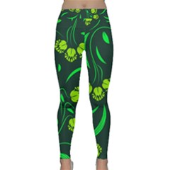 Folk Flowers Print Floral Pattern Ethnic Art Classic Yoga Leggings by Eskimos