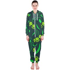 Folk Flowers Print Floral Pattern Ethnic Art Hooded Jumpsuit (ladies) by Eskimos