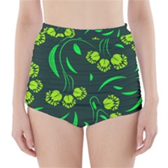 Folk Flowers Print Floral Pattern Ethnic Art High-waisted Bikini Bottoms