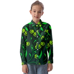 Folk Flowers Print Floral Pattern Ethnic Art Kids  Long Sleeve Shirt