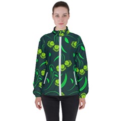 Folk Flowers Print Floral Pattern Ethnic Art Women s High Neck Windbreaker by Eskimos