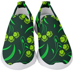 Folk Flowers Print Floral Pattern Ethnic Art Kids  Slip On Sneakers by Eskimos