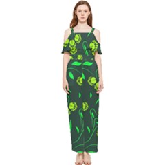 Folk Flowers Print Floral Pattern Ethnic Art Draped Sleeveless Chiffon Jumpsuit by Eskimos