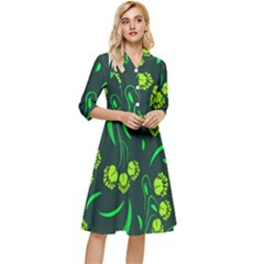 Folk Flowers Print Floral Pattern Ethnic Art Classy Knee Length Dress