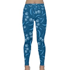 Folk Flowers Print Floral Pattern Ethnic Art Classic Yoga Leggings by Eskimos