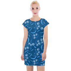 Folk Flowers Print Floral Pattern Ethnic Art Cap Sleeve Bodycon Dress by Eskimos