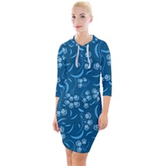 Folk Flowers Print Floral Pattern Ethnic Art Quarter Sleeve Hood Bodycon Dress by Eskimos