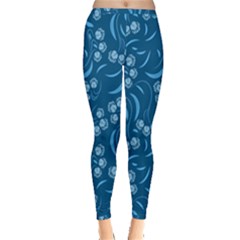 Folk Flowers Print Floral Pattern Ethnic Art Inside Out Leggings by Eskimos