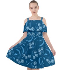 Folk Flowers Print Floral Pattern Ethnic Art Cut Out Shoulders Chiffon Dress by Eskimos