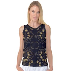 Floral Folk Damask Pattern Fantasy Flowers Floral Geometric Fantasy Women s Basketball Tank Top by Eskimos