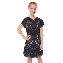 Floral Folk Damask Pattern Fantasy Flowers Floral Geometric Fantasy Kids  Drop Waist Dress by Eskimos