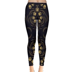 Floral Folk Damask Pattern Fantasy Flowers Floral Geometric Fantasy Inside Out Leggings by Eskimos