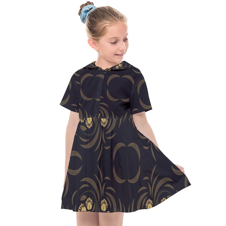 Floral folk damask pattern Fantasy flowers Floral geometric fantasy Kids  Sailor Dress