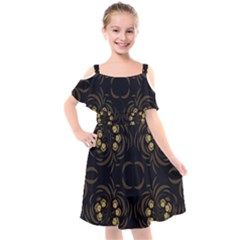 Floral Folk Damask Pattern Fantasy Flowers Floral Geometric Fantasy Kids  Cut Out Shoulders Chiffon Dress by Eskimos