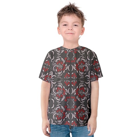 Floral Folk Damask Pattern Fantasy Flowers Floral Geometric Fantasy Kids  Cotton Tee by Eskimos