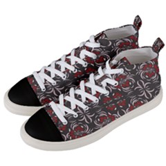 Floral Folk Damask Pattern Fantasy Flowers Floral Geometric Fantasy Men s Mid-top Canvas Sneakers by Eskimos