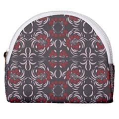 Floral Folk Damask Pattern Fantasy Flowers Floral Geometric Fantasy Horseshoe Style Canvas Pouch by Eskimos