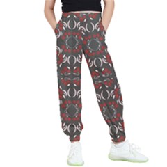 Floral Folk Damask Pattern Fantasy Flowers Floral Geometric Fantasy Kids  Elastic Waist Pants