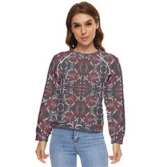 Floral Folk Damask Pattern Fantasy Flowers Floral Geometric Fantasy Women s Long Sleeve Raglan Tee