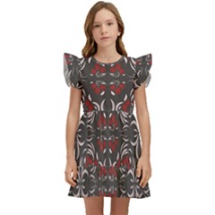 Floral Folk Damask Pattern Fantasy Flowers Floral Geometric Fantasy Kids  Winged Sleeve Dress