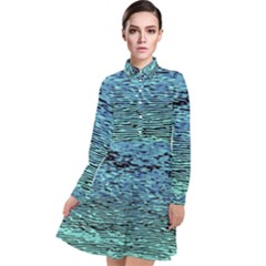 Blue Waves Flow Series 3 Long Sleeve Chiffon Shirt Dress by DimitriosArt