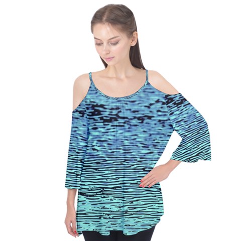 Blue Waves Flow Series 3 Flutter Sleeve Tee  by DimitriosArt