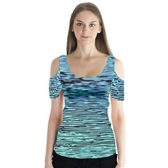 Blue Waves Flow Series 3 Butterfly Sleeve Cutout Tee 