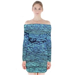 Blue Waves Flow Series 3 Long Sleeve Off Shoulder Dress by DimitriosArt