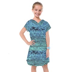 Blue Waves Flow Series 3 Kids  Drop Waist Dress by DimitriosArt